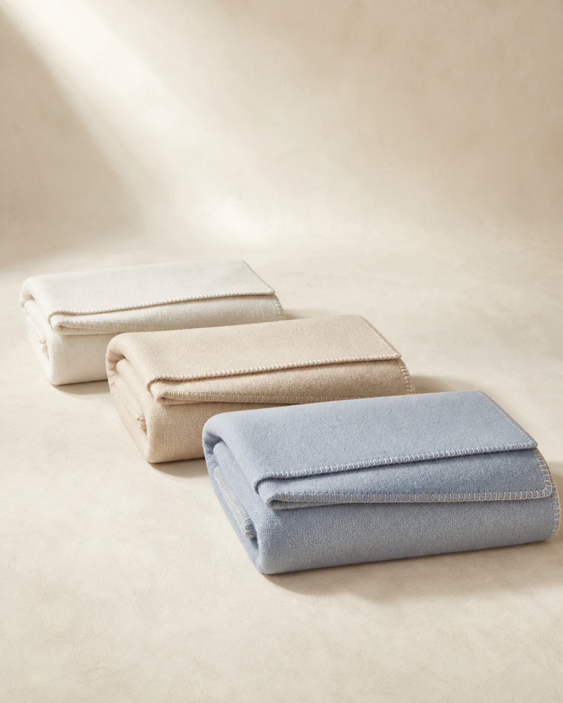 Cloud Throw shown in Cloud, Oat, Mineral Blue
