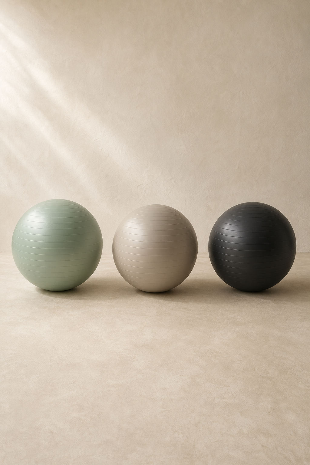 Compass Balance Ball shown in Celadon, Mineral Sand, Ink
