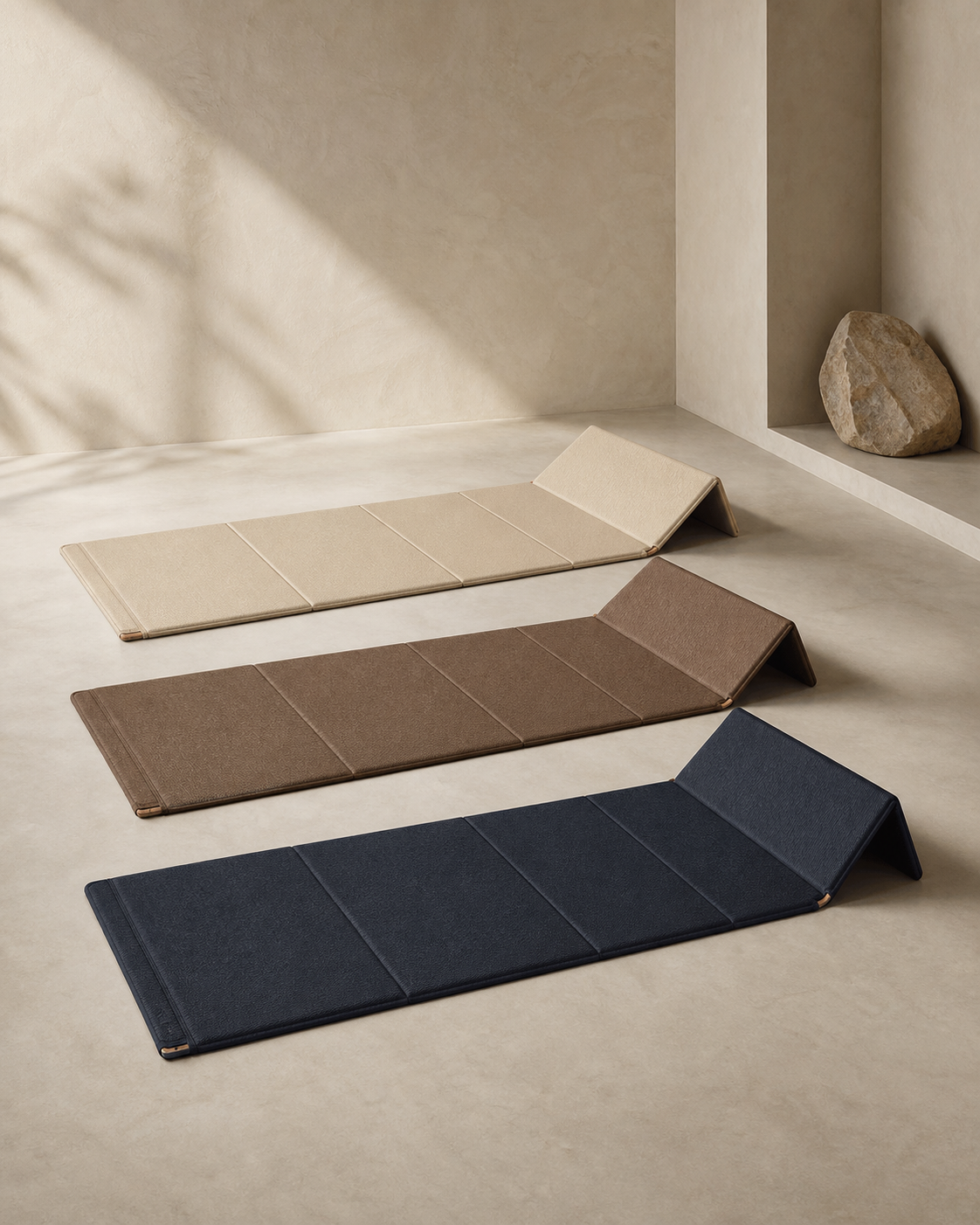 Courtyard Folding Mat in Oat, Tea Brown, Ink