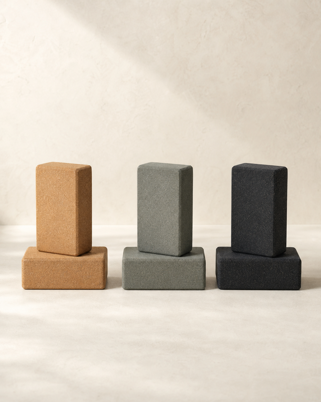 Jade Cork Block Set shown in Natural Cork, Jade Grey, Ink