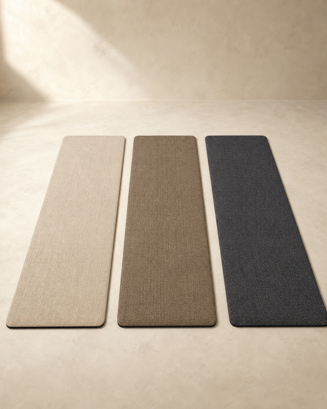 Pavilion Long Mat shown in Oat, Tea Brown, Ink