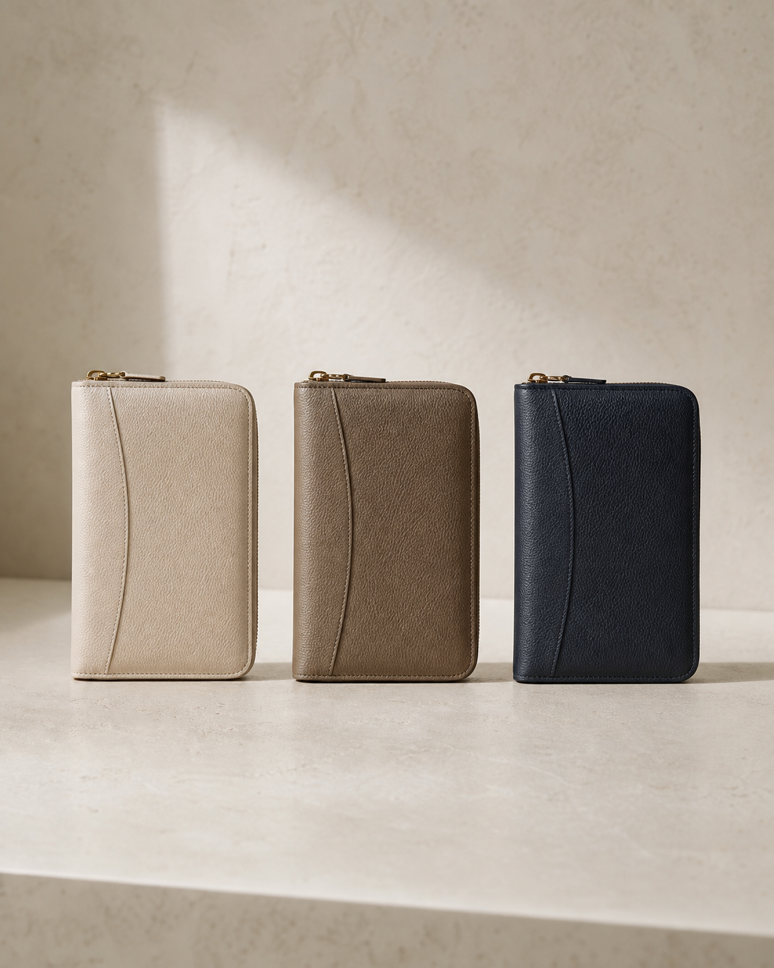 Scholar Travel Wallet in Oat, Tea Brown, Ink