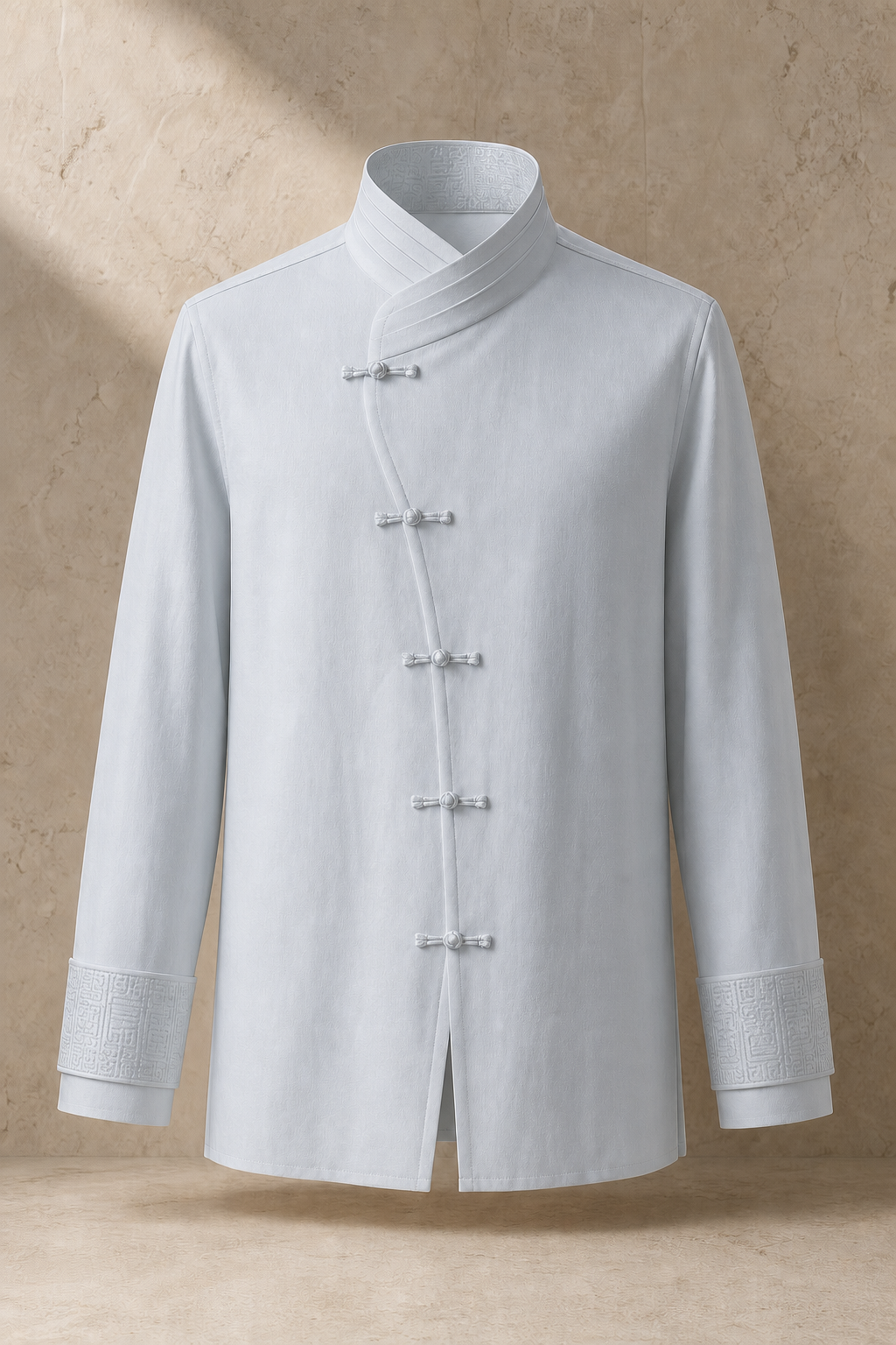 Serica archive collar shirt in Sky Grey, signature Chinese construction