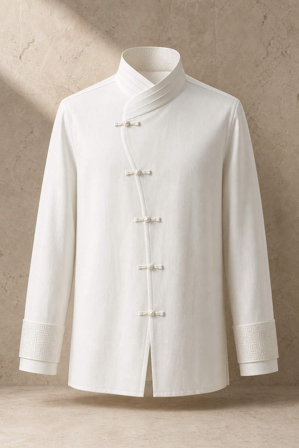 Serica archive collar shirt in White Jade, signature Chinese construction