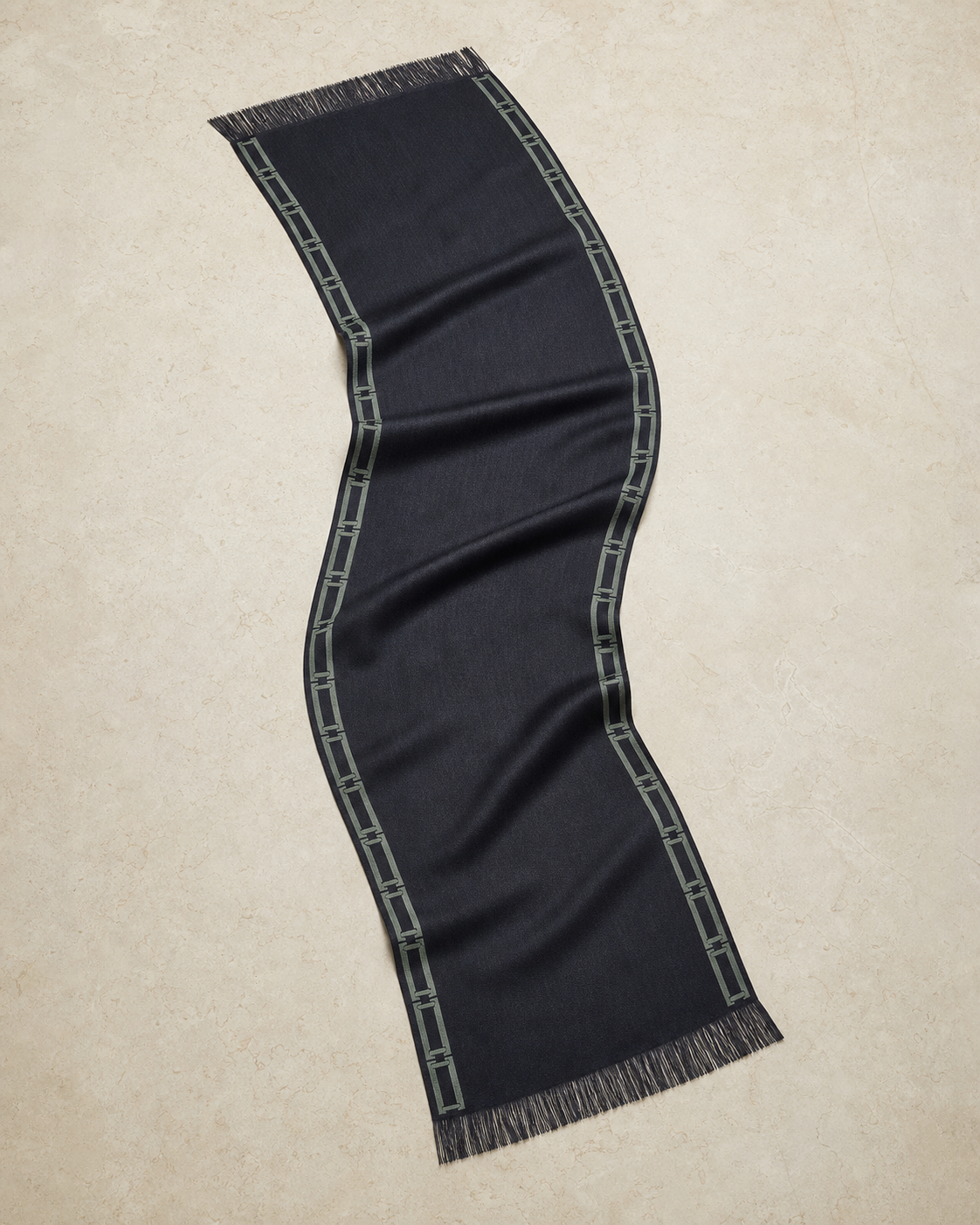Bamboo Rhythm Scarf in Ink and Celadon, product view