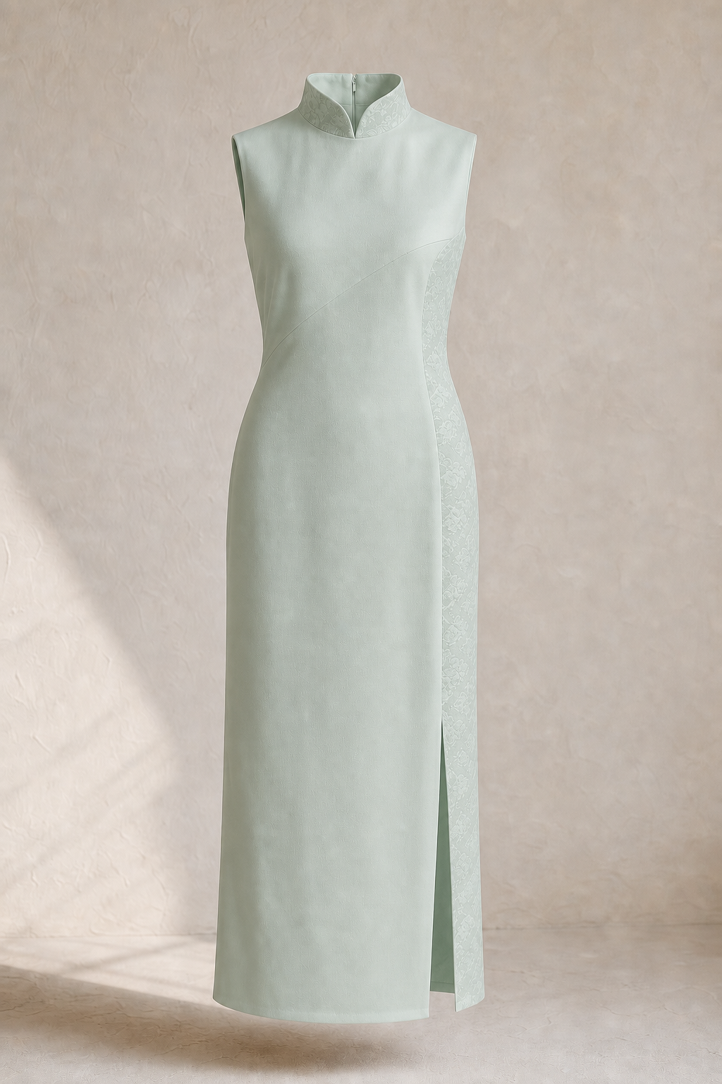 Cloud Collar Column Dress in Mist Celadon