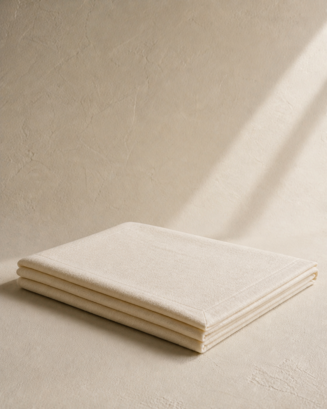 Cloud Weave Blanket folded as one continuous ivory cashmere textile