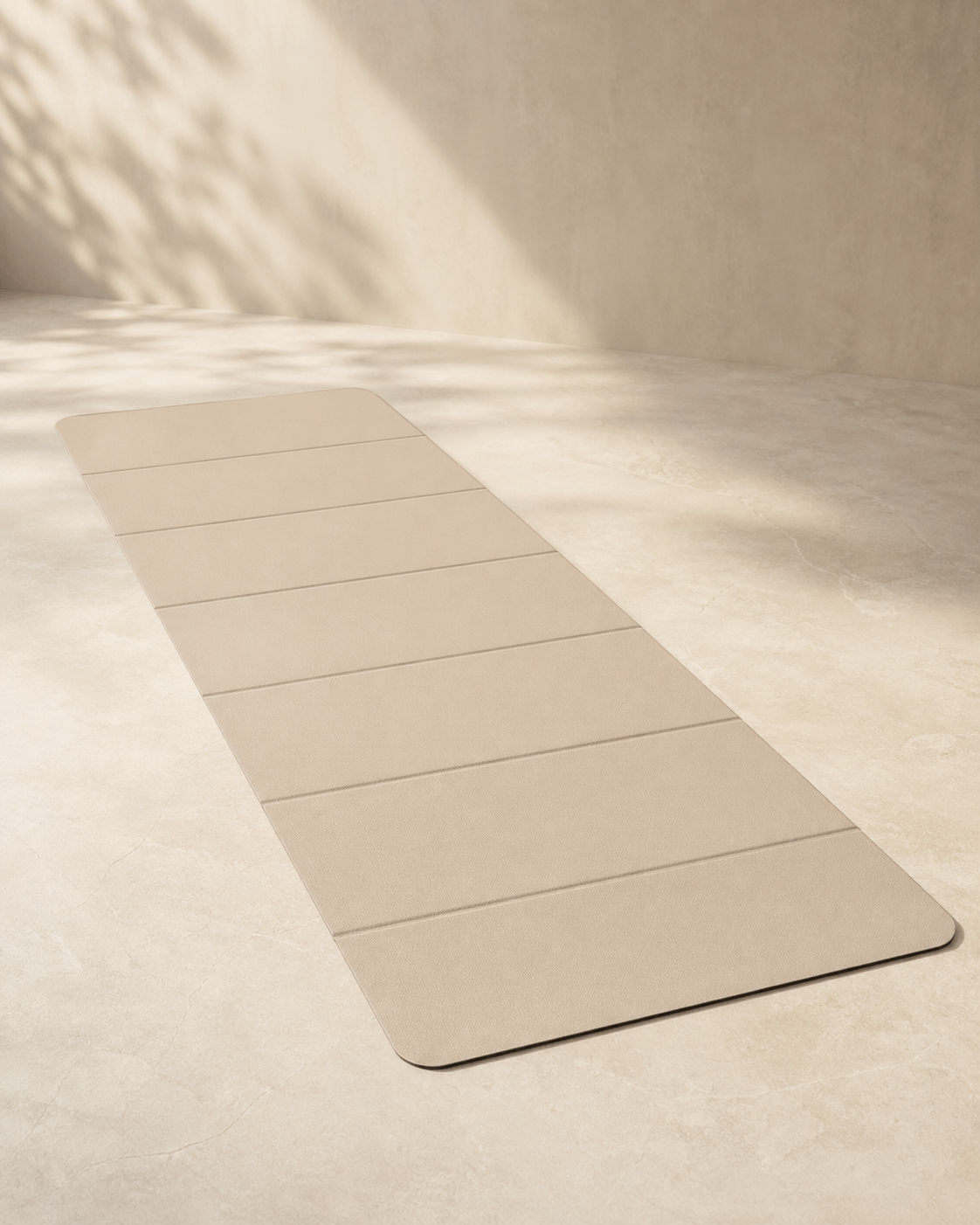 Dawn Travel Yoga Mat shown fully unrolled with straight fold lines