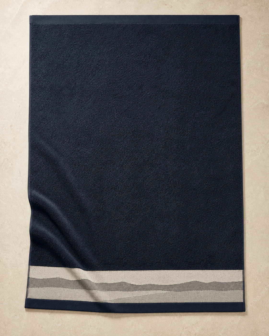 Ink Wash Bath Towel in Ink and Ivory, opened product view