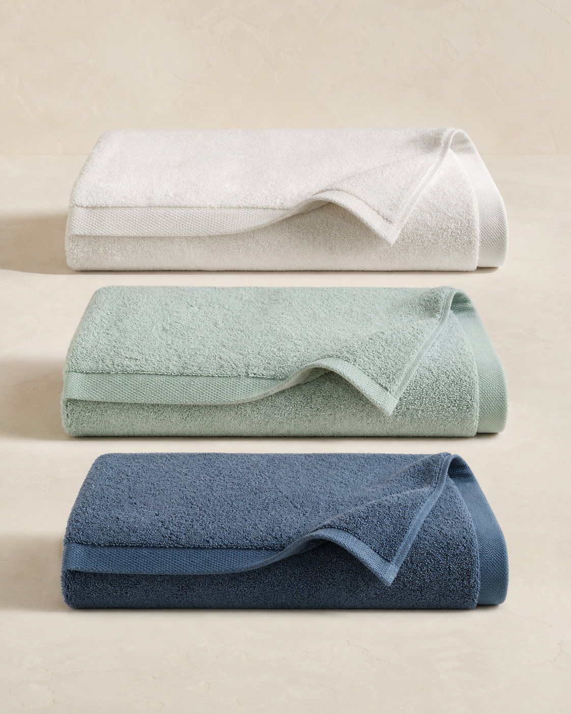 Jade Coast Bath Sheet in White Jade, Celadon and Mineral Blue