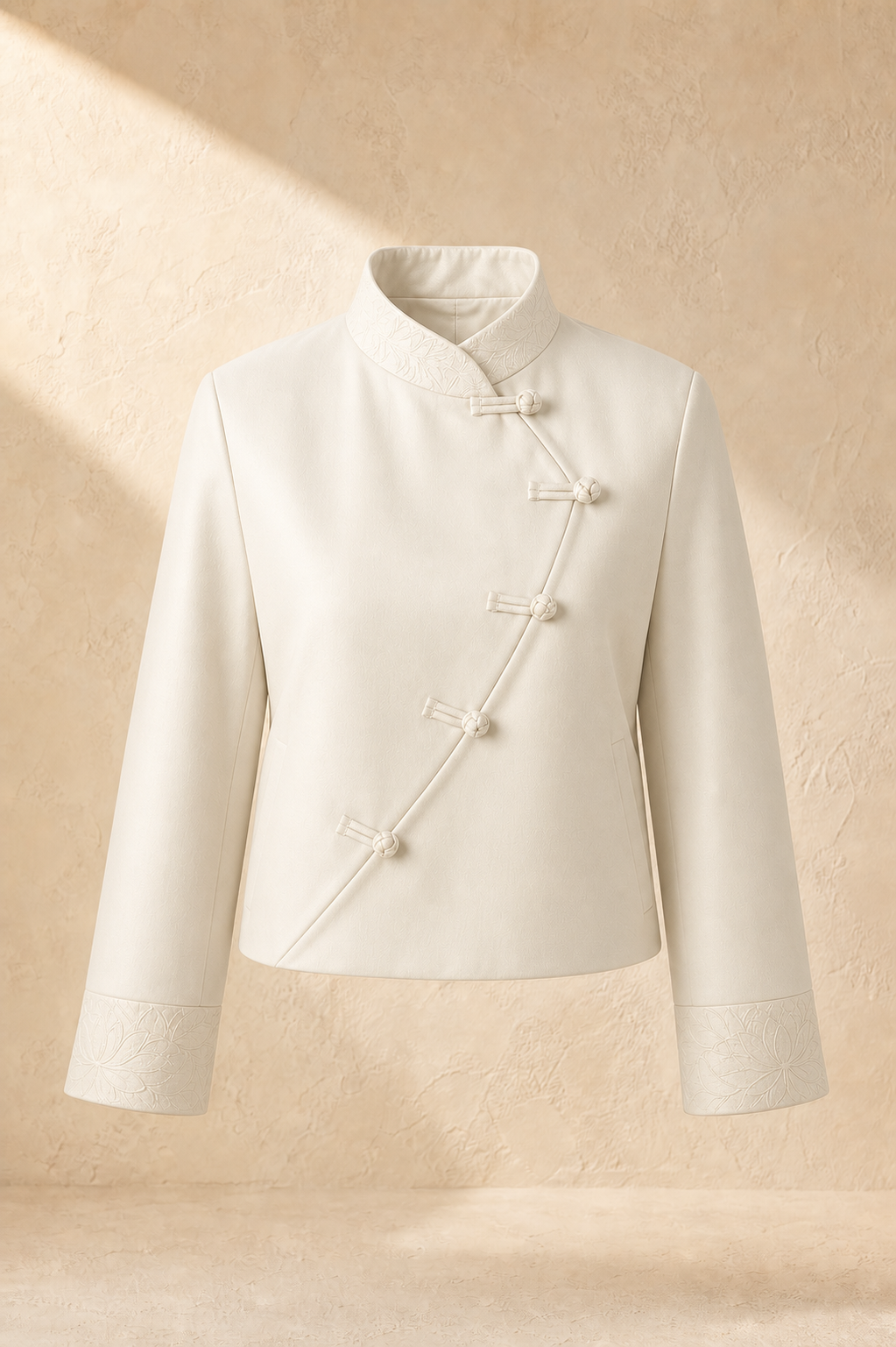 Lotus Arc Cropped Jacket in White Jade
