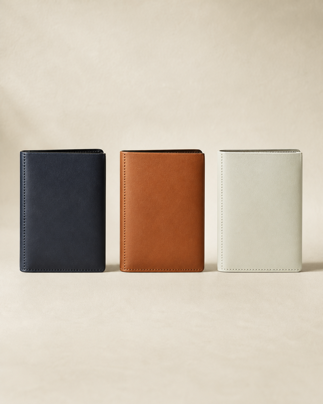 Meridian Passport Wallet in Ink, Tea Brown and White Jade