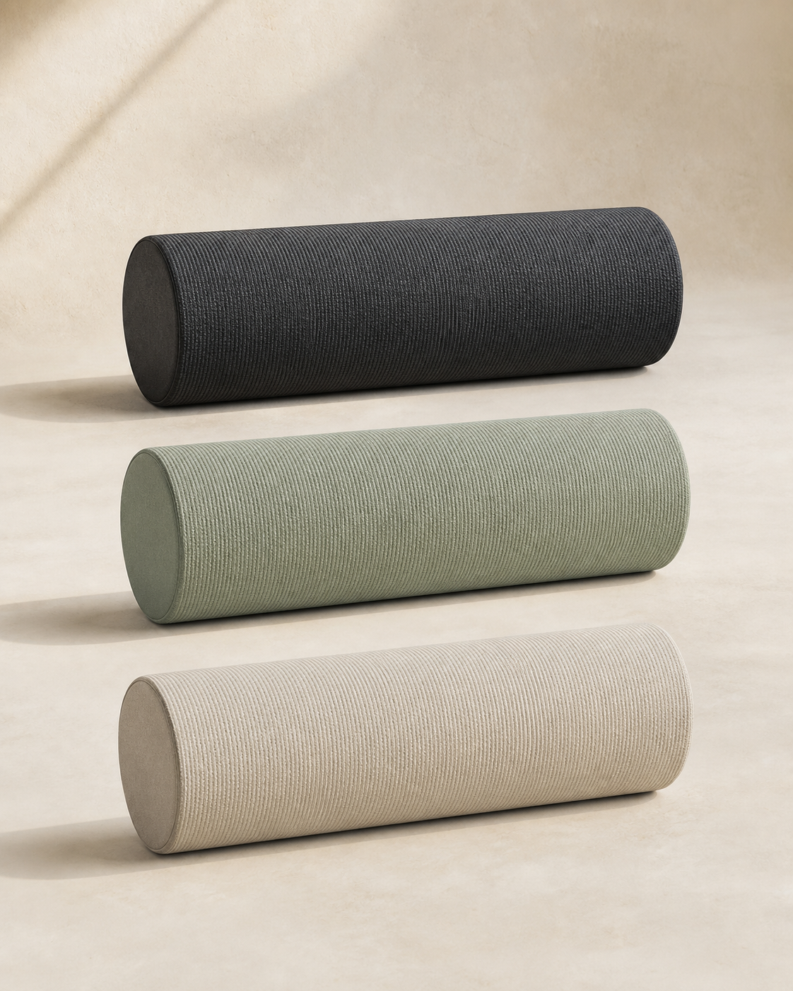 Moon Gate Mobility Cylinder in Ink, Celadon and Mineral Sand