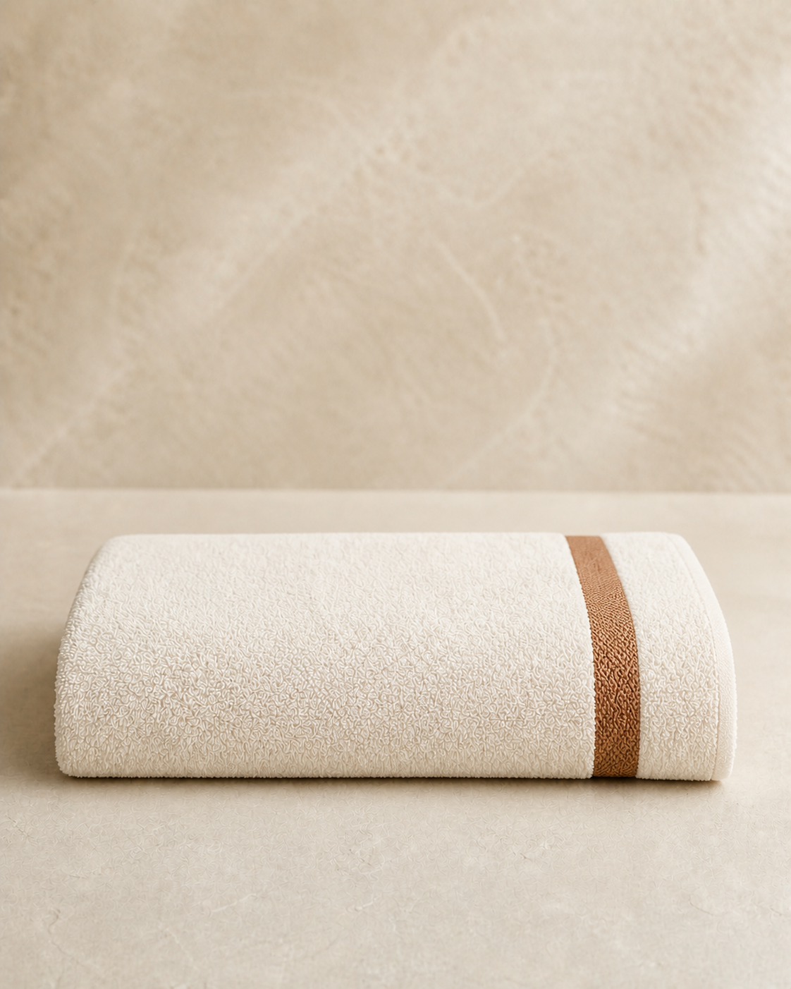 Serica Oversized Beach Towel with copper jacquard stripe