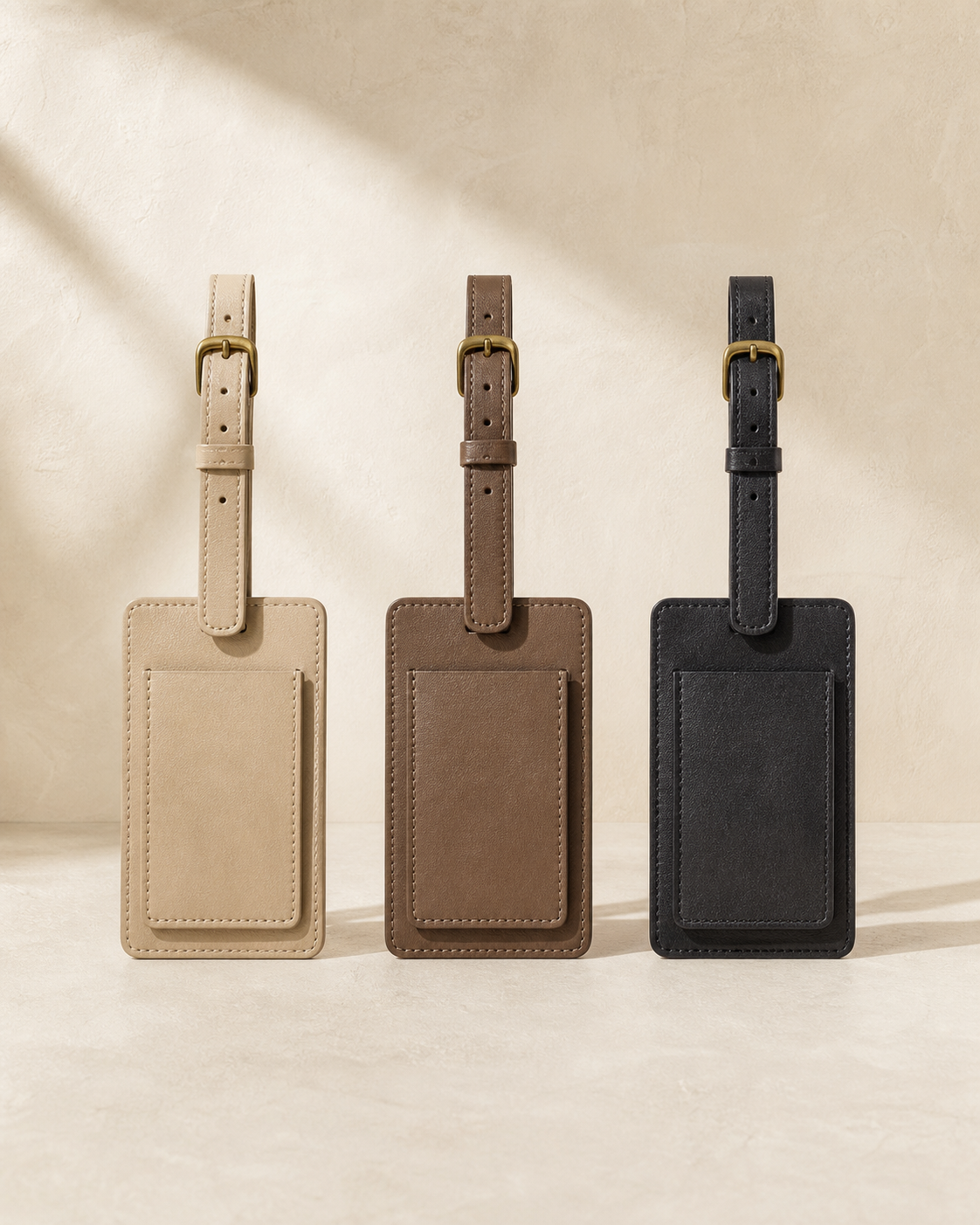 Pavilion Luggage Tag in Oat, Tea Brown and Ink