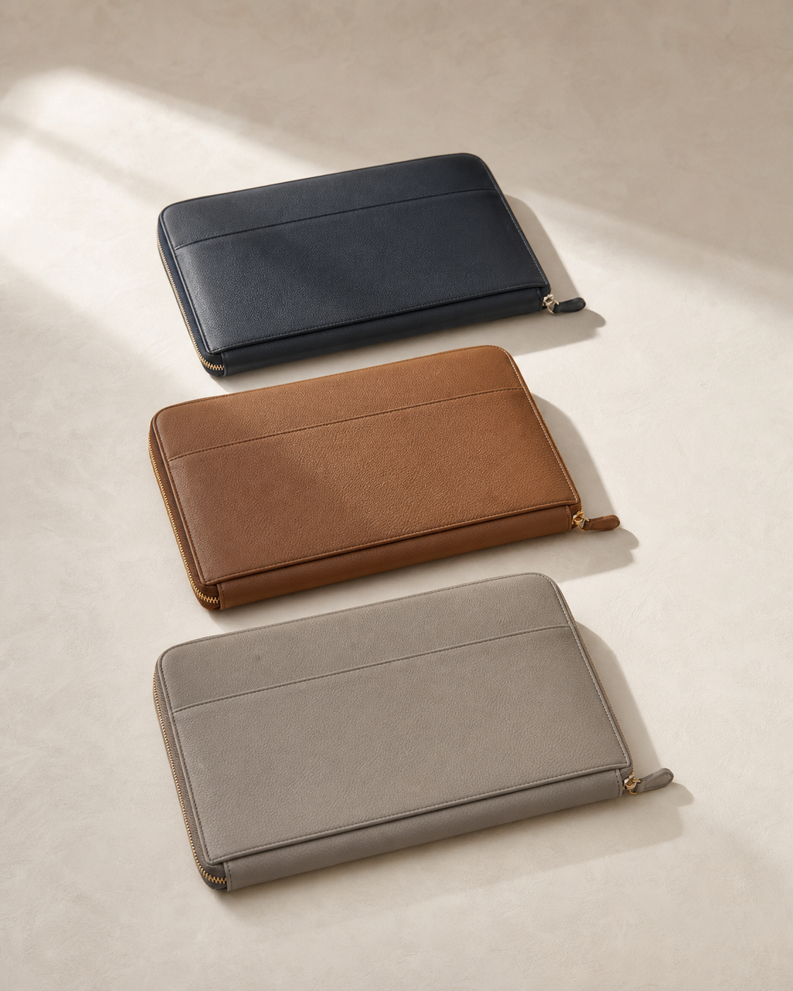 Scholar Document Folio in Ink, Tea Brown and Riverstone