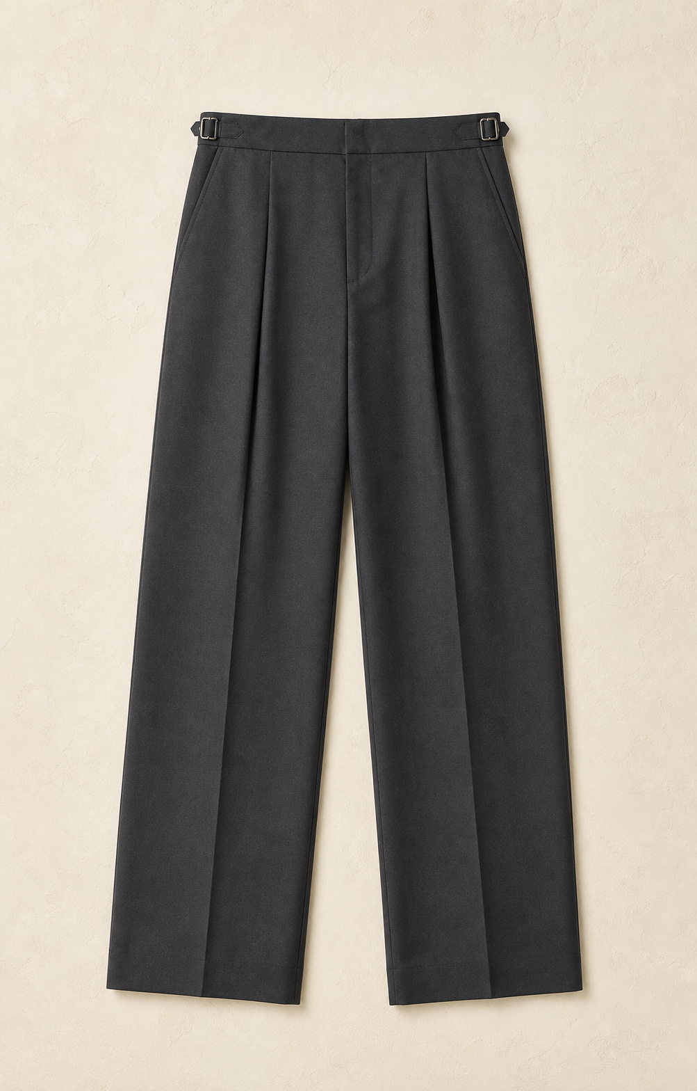 Scholar Pleat Trouser in Charcoal, front product view