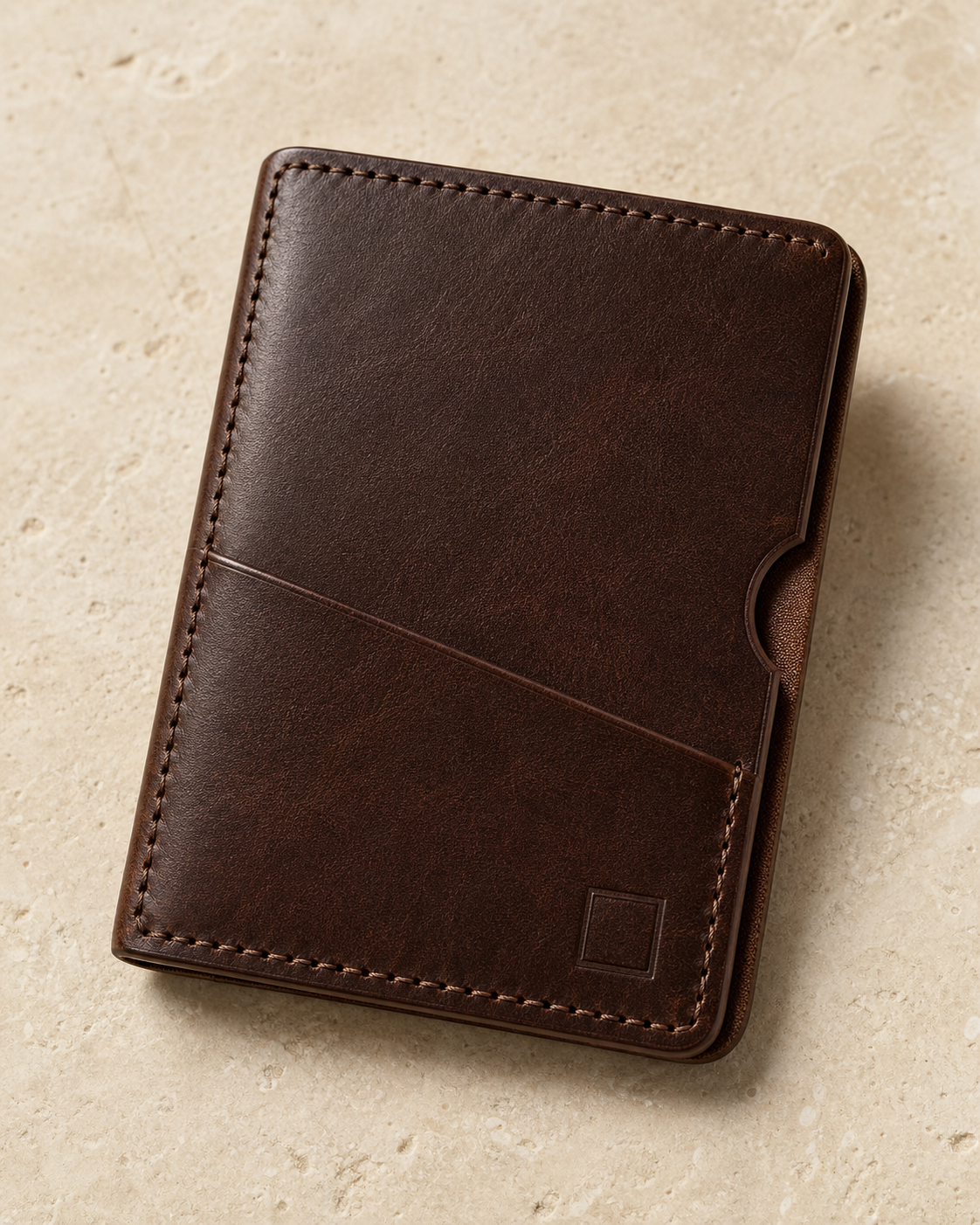 Scholar Seal Passport Sleeve in Lacquer Brown, product view
