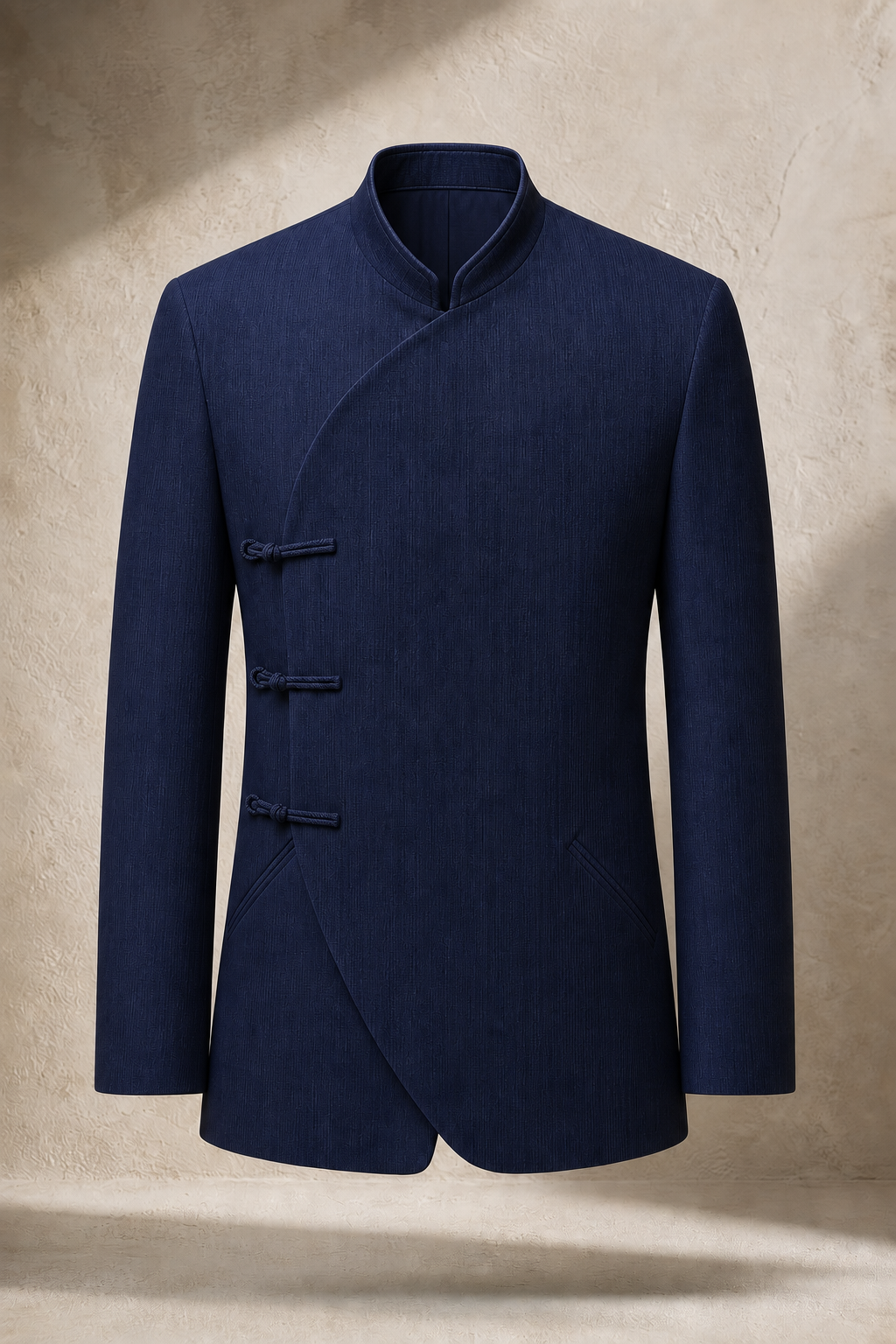 Scholar Wrap Blazer in Midnight Indigo