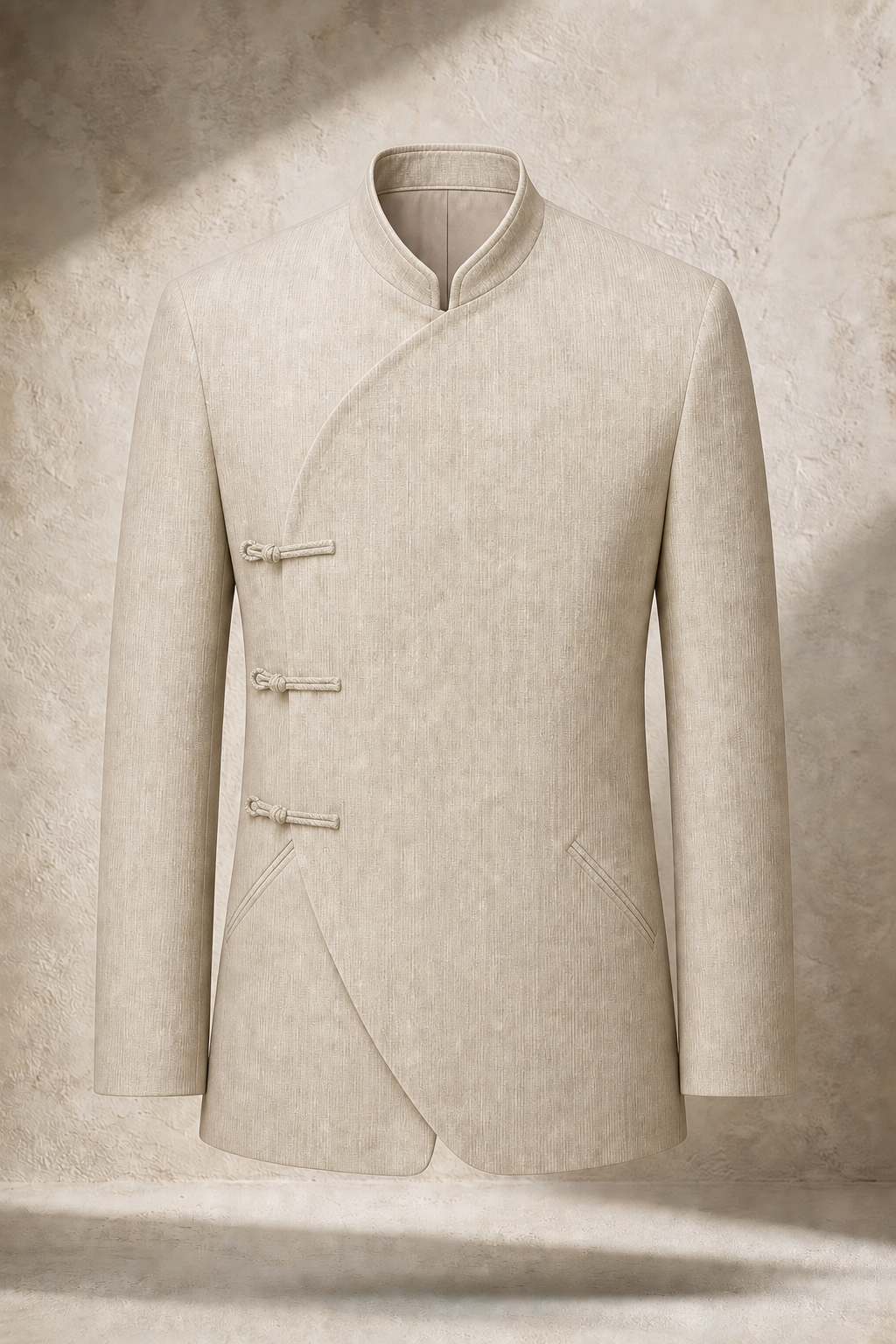 Scholar Wrap Blazer in Oat Stone