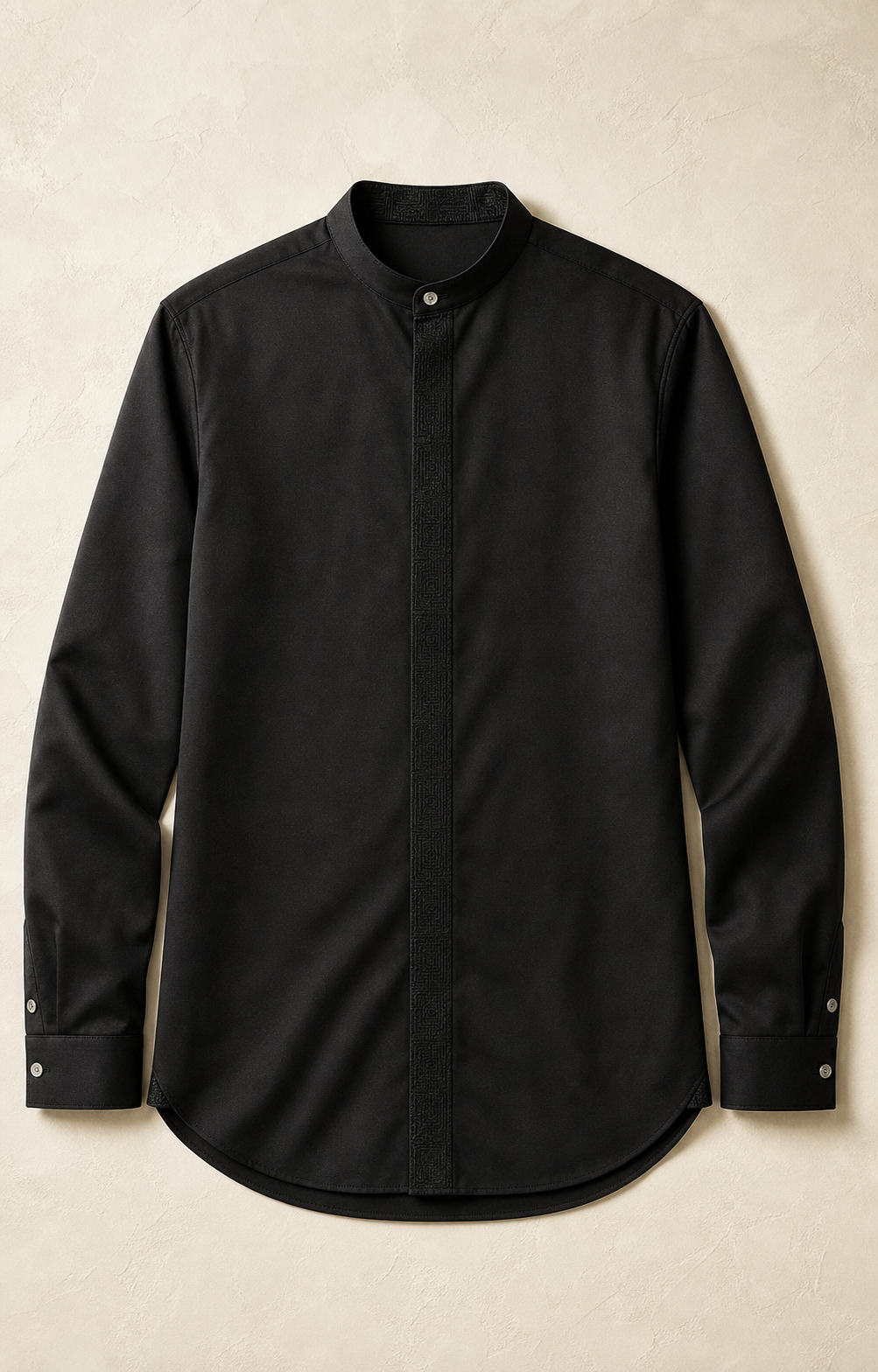 Seal Grid Evening Shirt in Lacquer Black, front product view