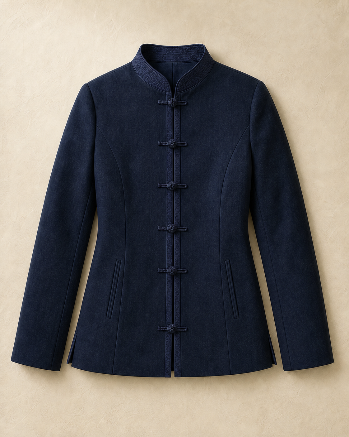 Song Brocade Evening Jacket in Midnight Blue, front product view