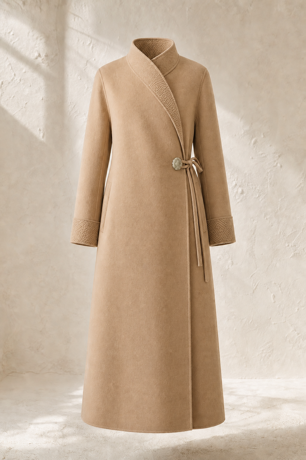 Suzhou Courtyard Wrap Coat in Camel