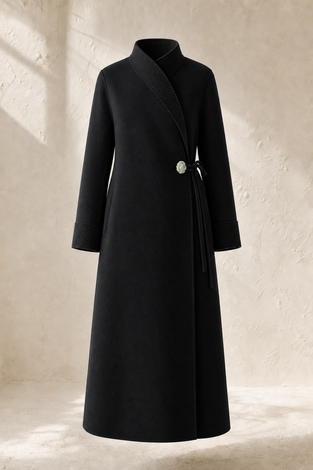 Suzhou Courtyard Wrap Coat in Ink