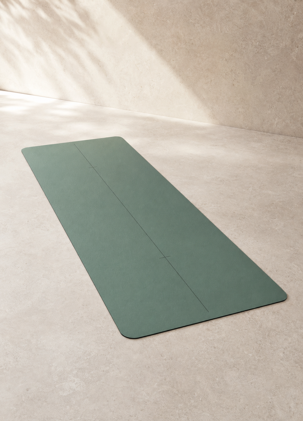 Tea Garden Yoga Mat shown fully unrolled in celadon