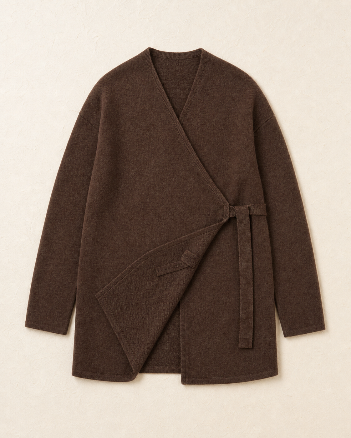 Tea House Cardigan in Tea Brown — front product view