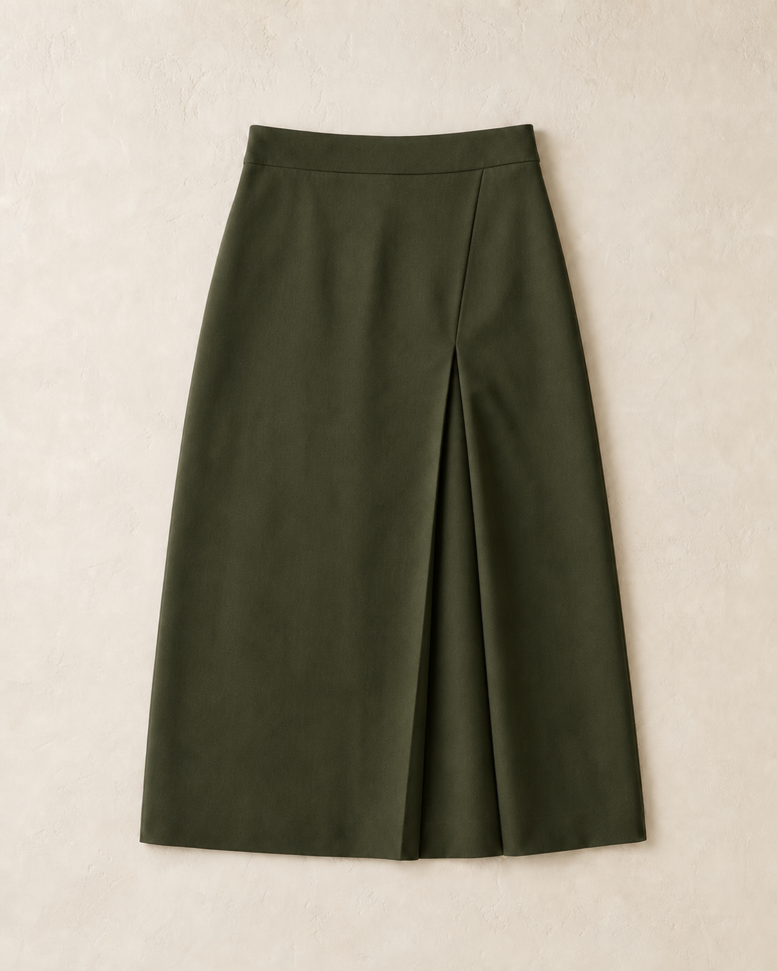 Terrace Pleat Skirt in Moss, front product view