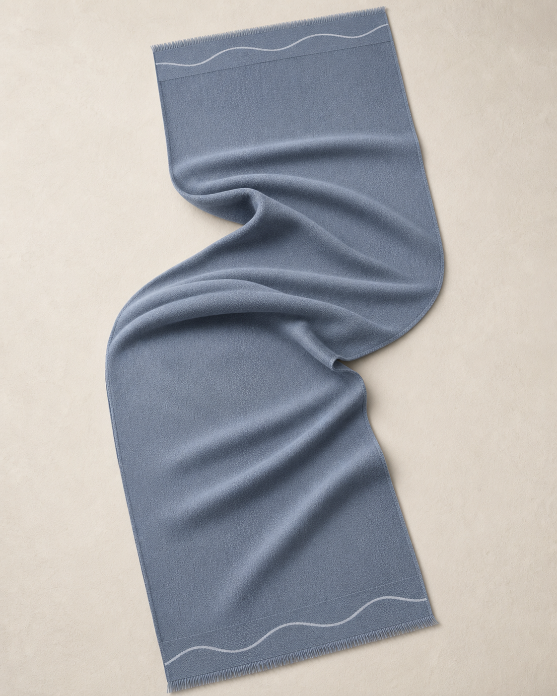 Waterway Scarf in mineral blue with continuous river-line borders